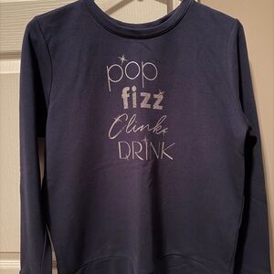 LOFT Dark Blue Top with Light Gray Label